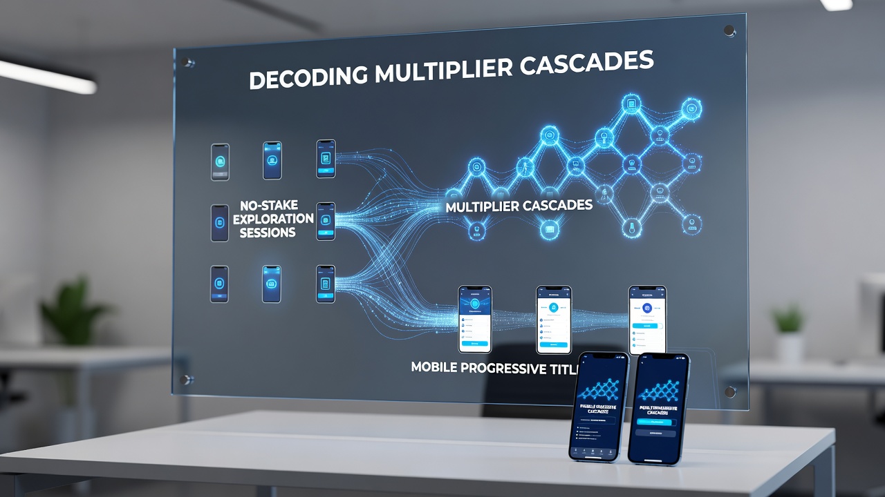Close-up view of cascading symbols and multiplier indicators on a smartphone screen during a no-stake session