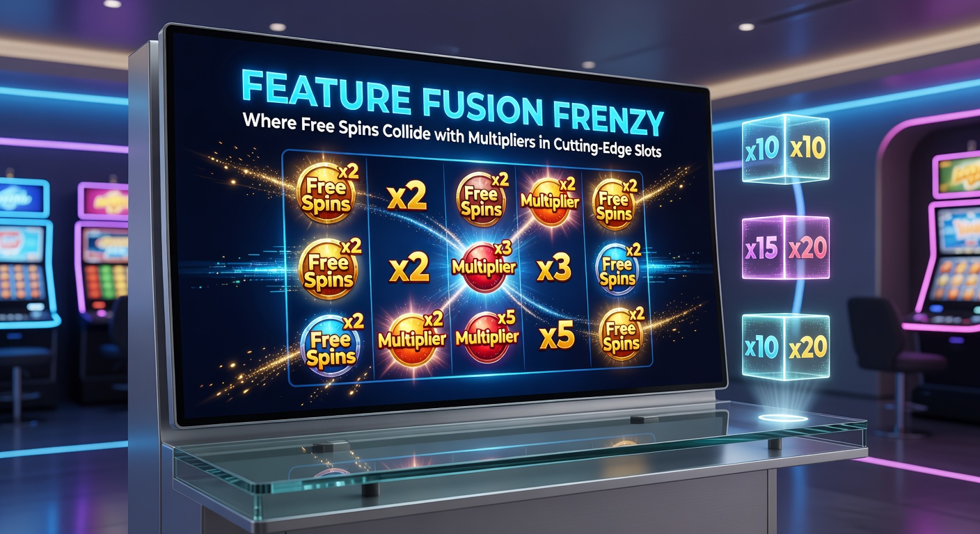 Dynamic close-up of slot interface showing free spins counter rising alongside a blazing multiplier trail during a fusion bonus