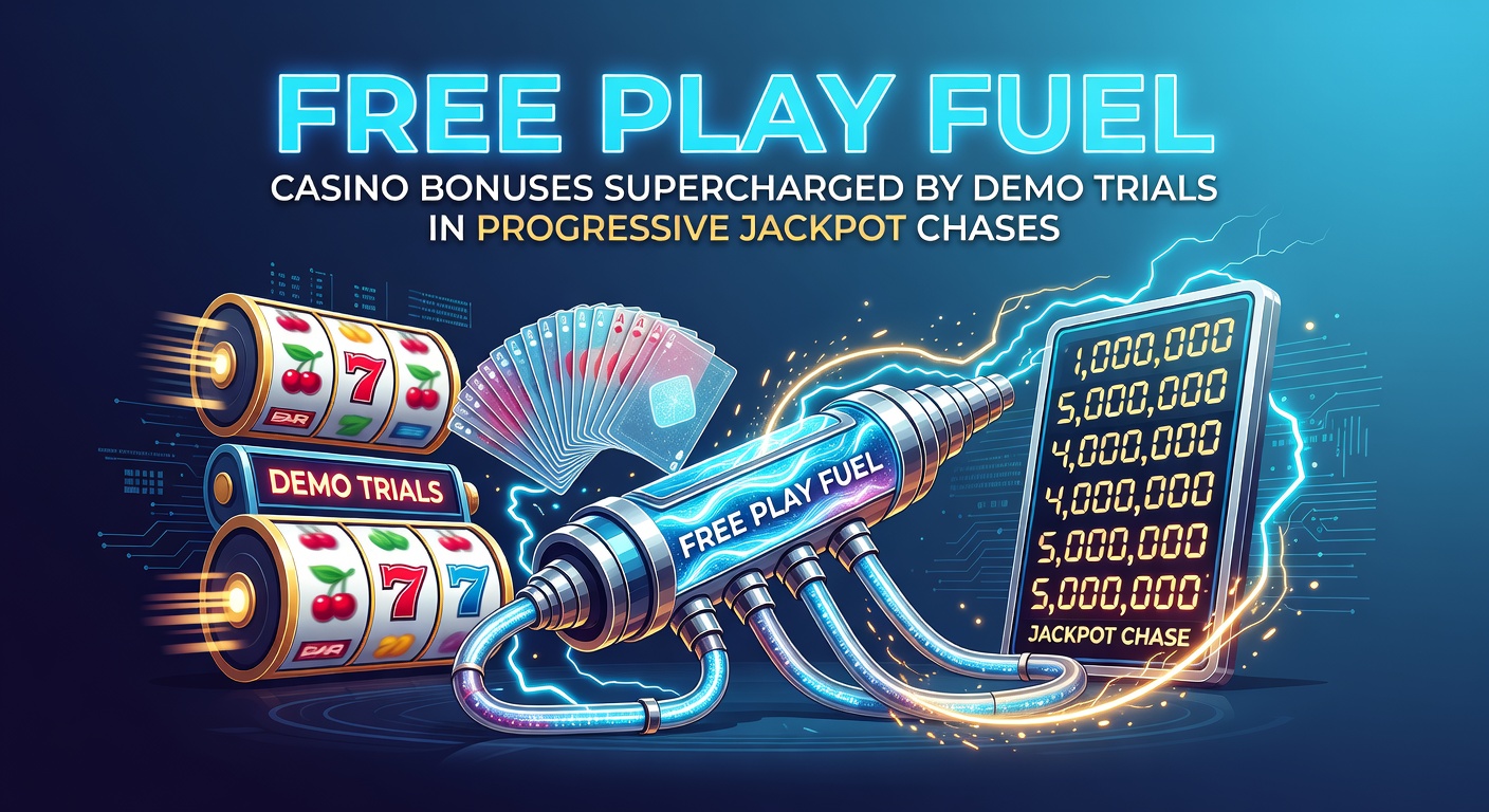 Vibrant slot machine screen displaying a progressive jackpot meter climbing alongside demo play buttons and bonus icons, illustrating free trial strategies