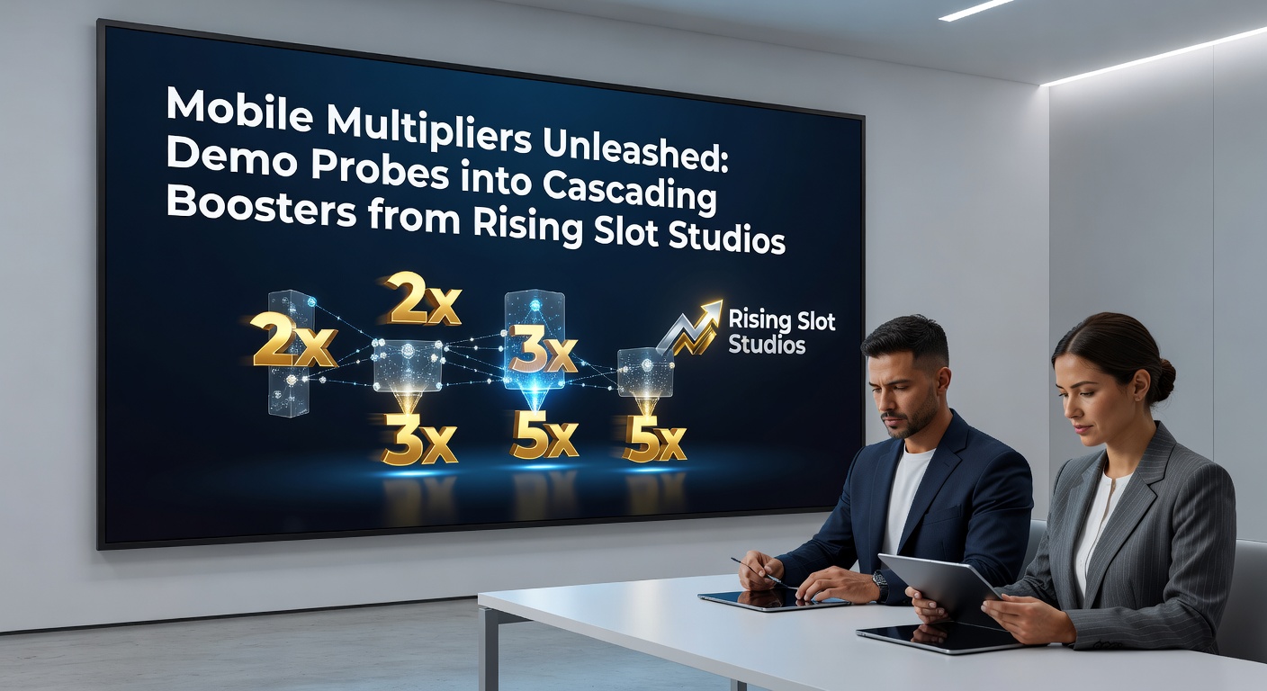 Close-up of a mobile slot demo interface displaying escalating multipliers during a multi-cascade sequence with exploding symbols