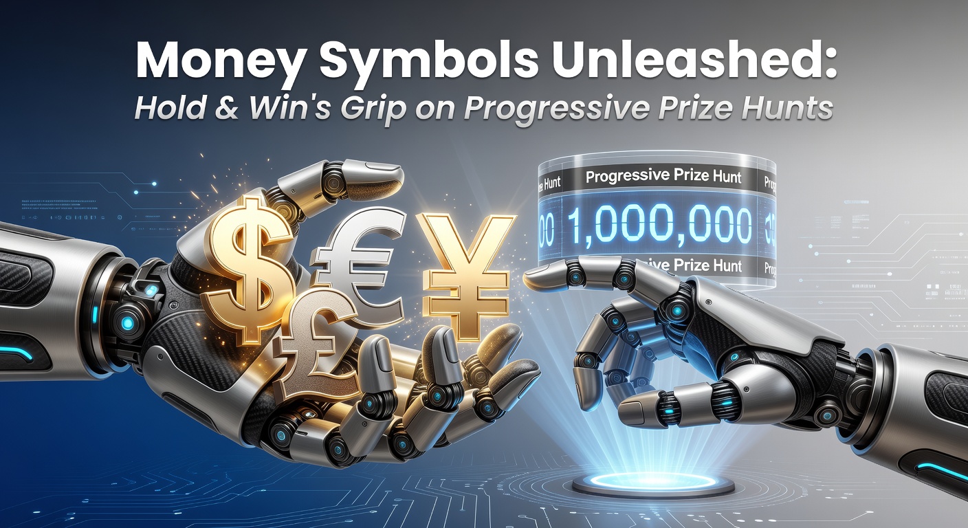 Vibrant slot screen showing glowing money symbols locked in Hold & Win mode with progressive jackpot meters ticking upward