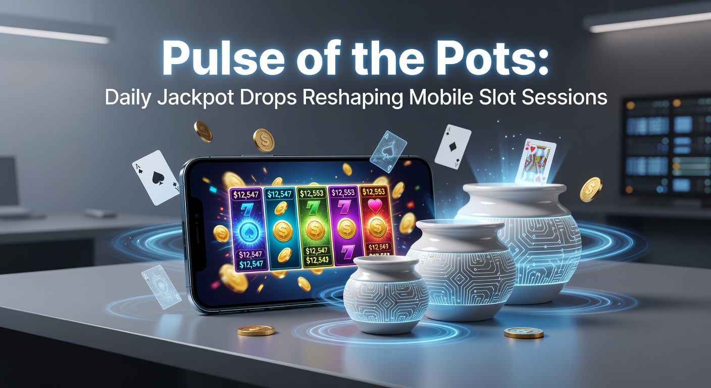 Vibrant mobile slot screen showing a jackpot drop notification amid colorful reels and pots overflowing with coins