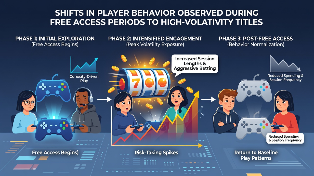 Graph showing behavioral data trends from free access periods in high-volatility gaming