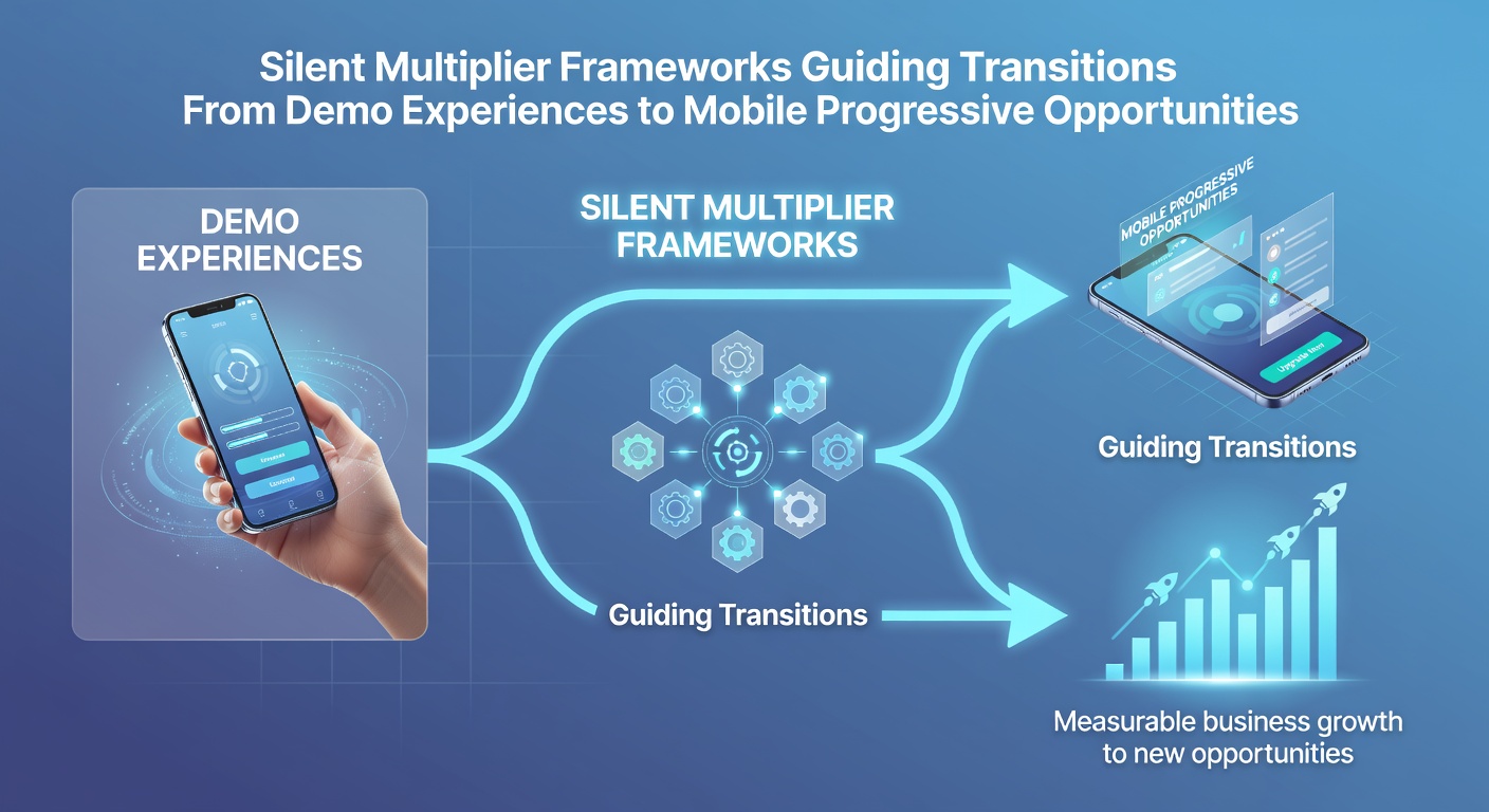 Diagram showing silent multiplier layers activating during demo sessions and carrying into mobile progressive jackpot environments