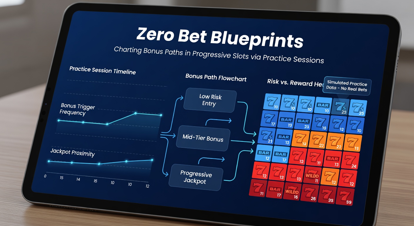 Close-up of a practice session chart mapping bonus probabilities and jackpot progress bars in a progressive slot demo